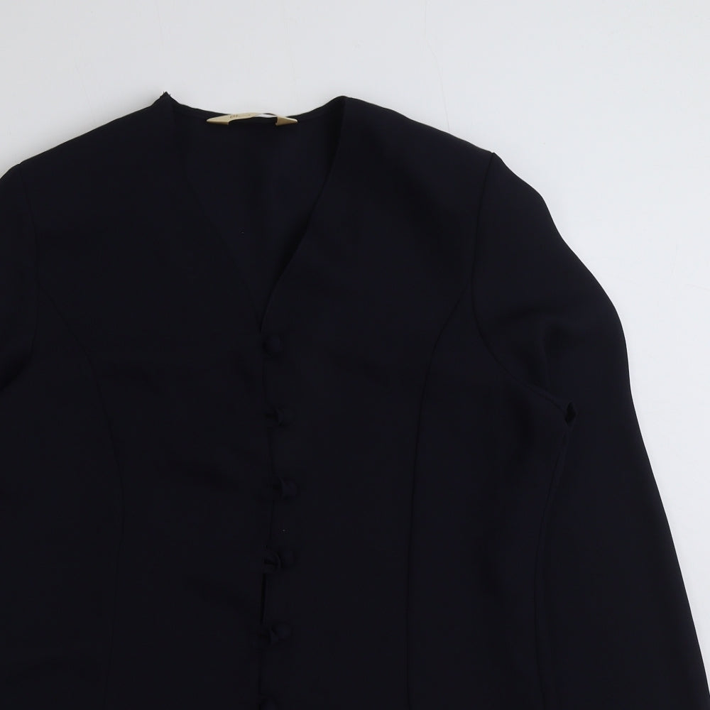 BHS Womens Blue Polyester Basic Blouse Size 14 V-Neck