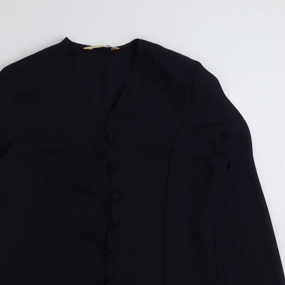 BHS Womens Blue Polyester Basic Blouse Size 14 V-Neck