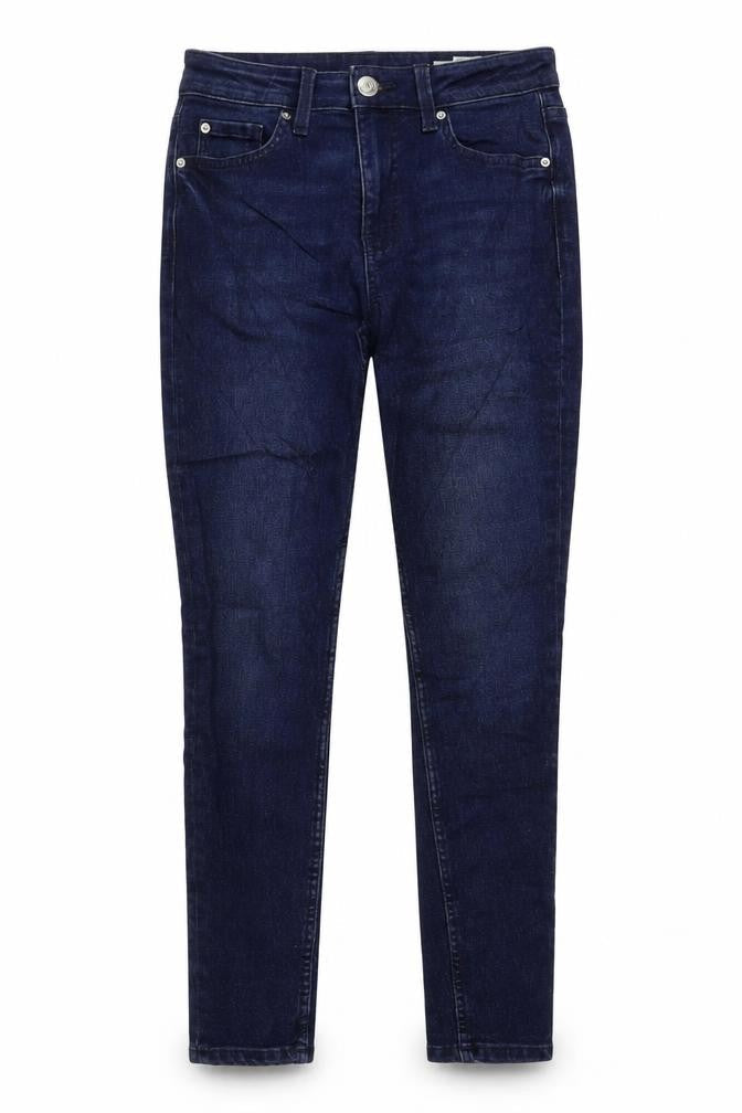 Marks & Spencer Womens Blue Cotton Skinny Jeans Size 8 L27 in Regular Button