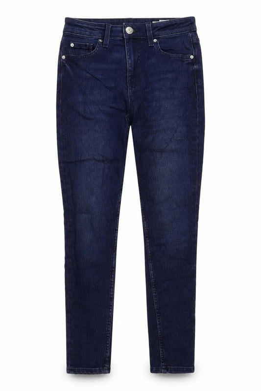 Marks & Spencer Womens Blue Cotton Skinny Jeans Size 8 L27 in Regular Button