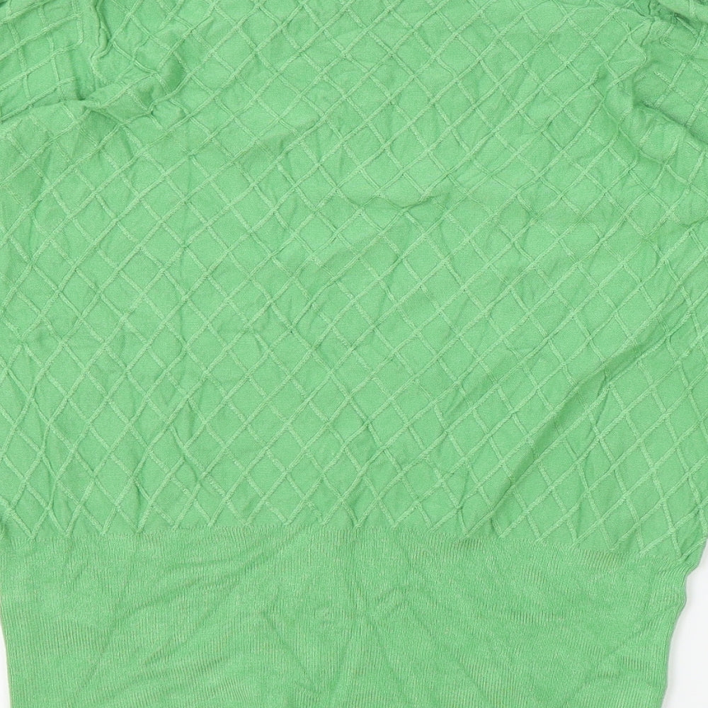 Marks and Spencer Womens Green Round Neck Viscose Pullover Jumper Size 14
