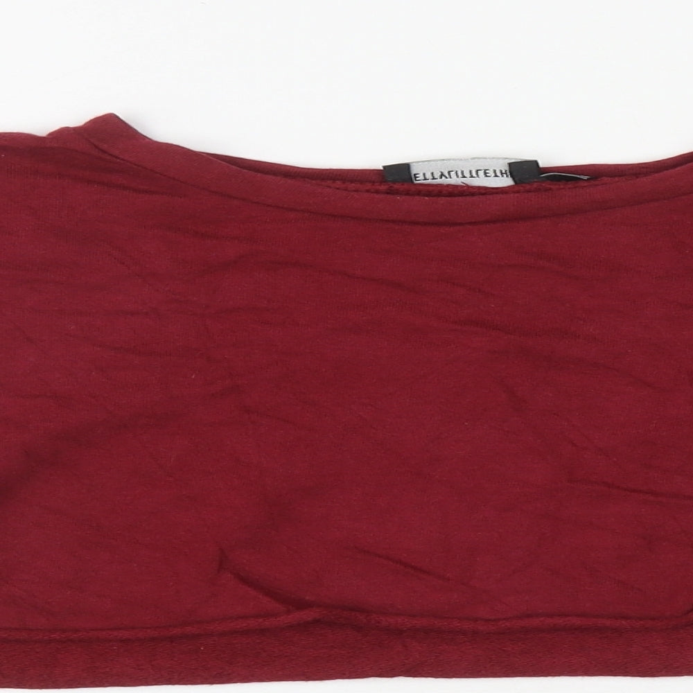 PRETTYLITTLETHING Womens Red Cotton Pullover Sweatshirt Size 8 Pullover - Cropped