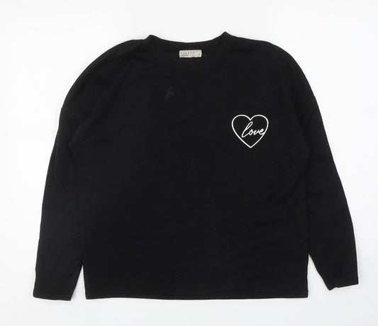 Papaya Womens Black Polyester Pullover Sweatshirt Size S Pullover - Love Heart