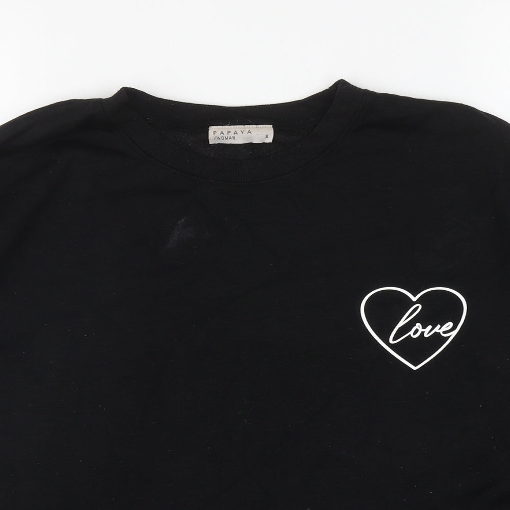 Papaya Womens Black Polyester Pullover Sweatshirt Size S Pullover - Love Heart