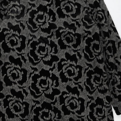 Roman Womens Grey Floral Pea Coat Coat Size M Button
