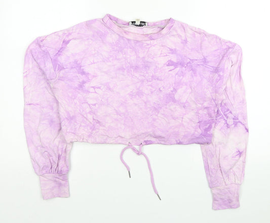 Femme Luxe Womens Pink Cotton Pullover Sweatshirt Size 6 Pullover - Tie Dye Pattern, Cropped