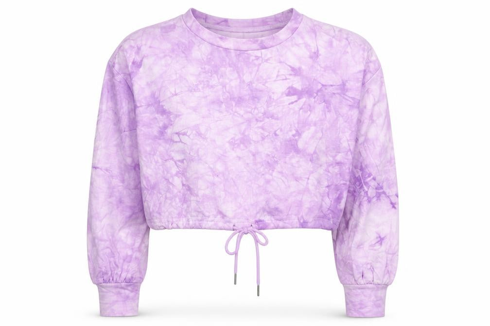 Femme Luxe Womens Pink Cotton Pullover Sweatshirt Size 6 Pullover - Tie Dye Pattern, Cropped