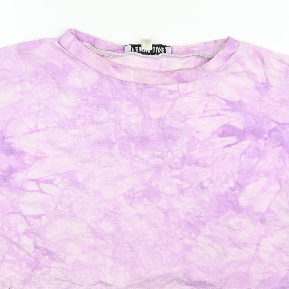 Femme Luxe Womens Pink Cotton Pullover Sweatshirt Size 6 Pullover - Tie Dye Pattern, Cropped
