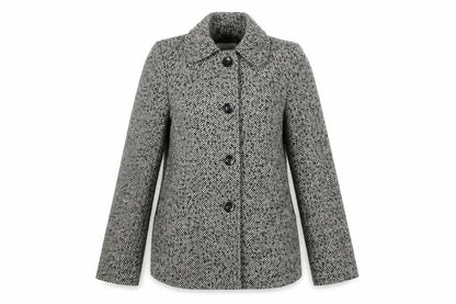 BHS Womens Grey Herringbone Pea Coat Coat Size 8 Button