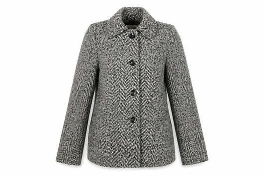 BHS Womens Grey Herringbone Pea Coat Coat Size 8 Button