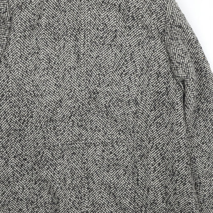 BHS Womens Grey Herringbone Pea Coat Coat Size 8 Button