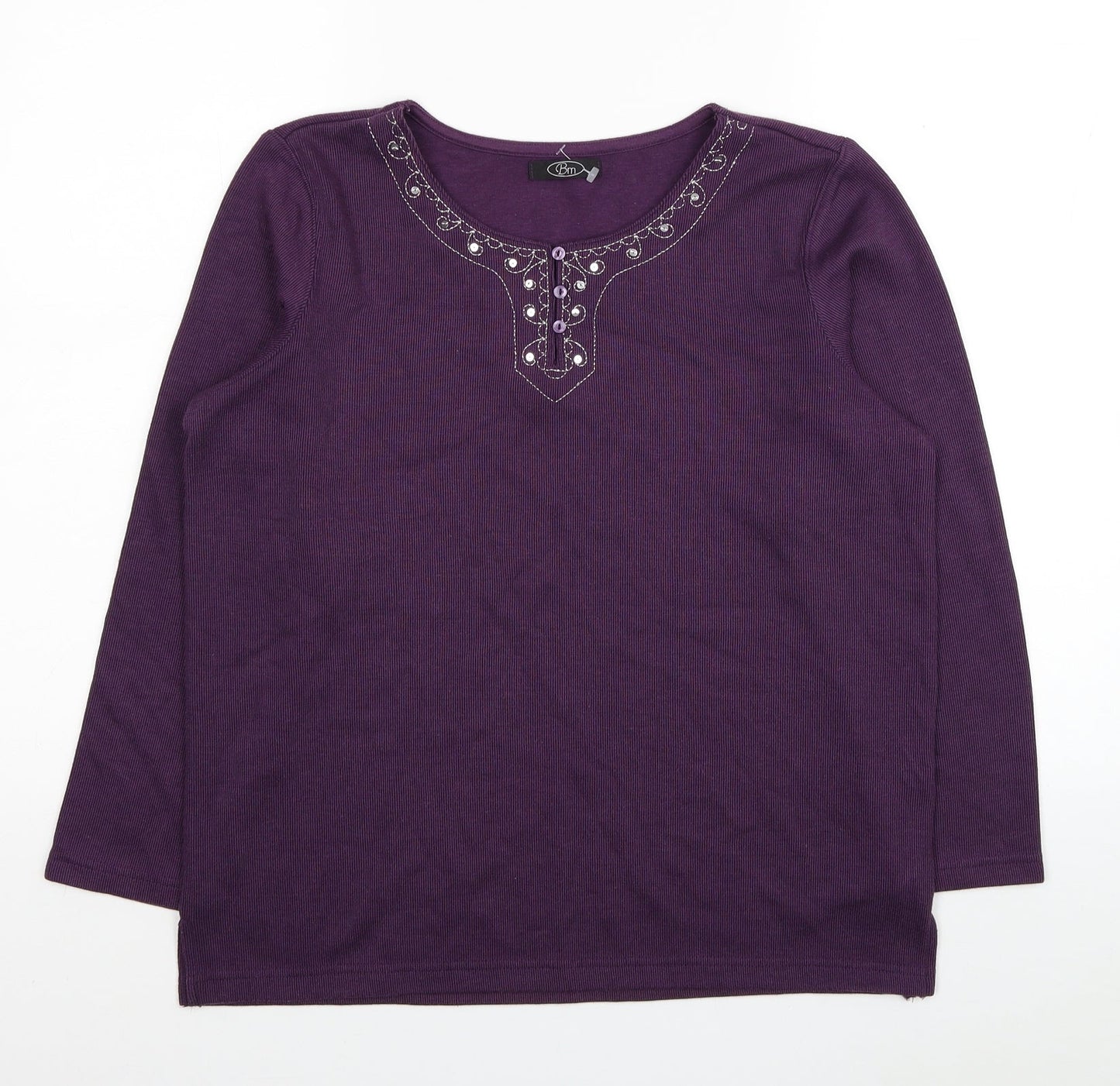 Bonmarché Womens Purple Scoop Neck Polyester Pullover Jumper Size S