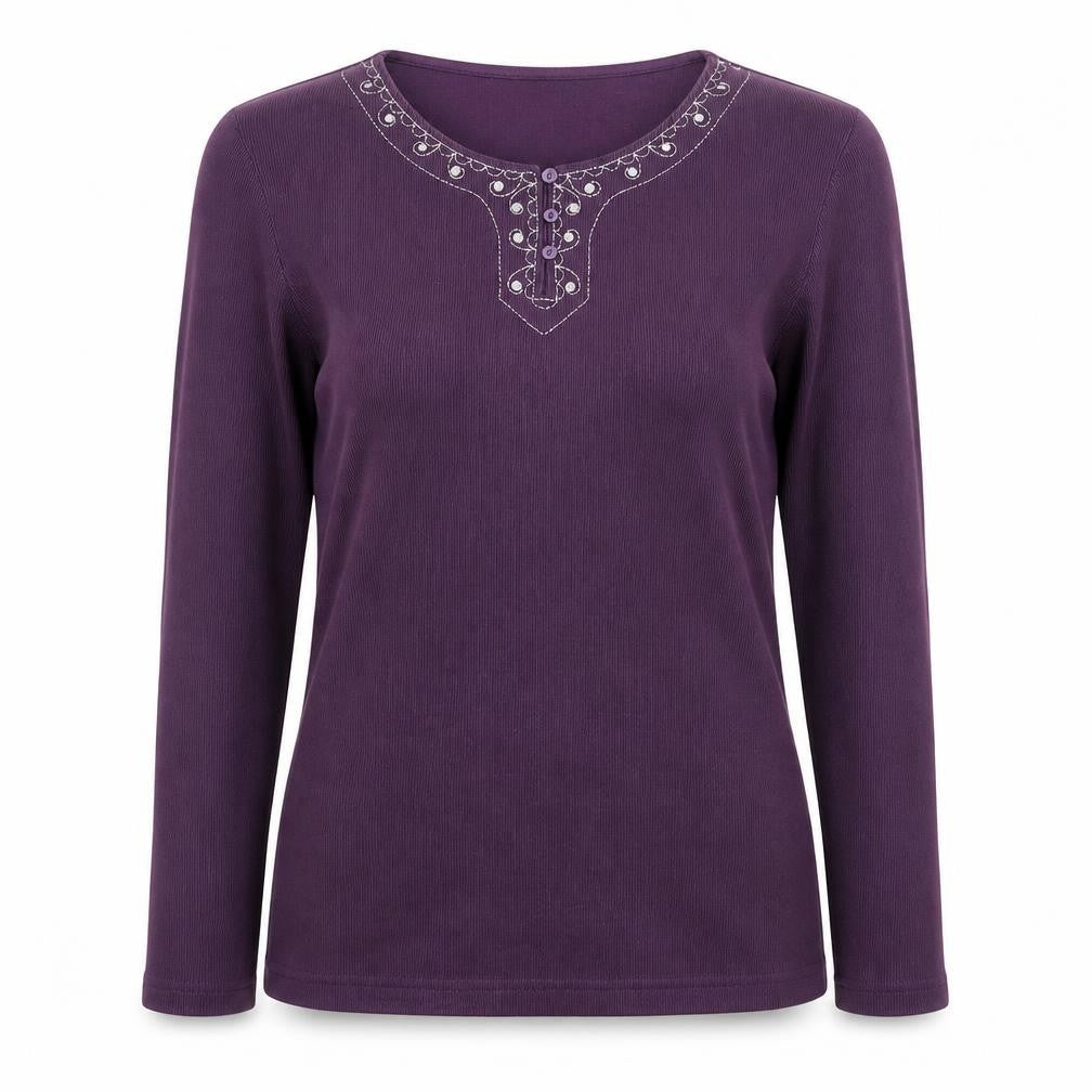 Bonmarché Womens Purple Scoop Neck Polyester Pullover Jumper Size S