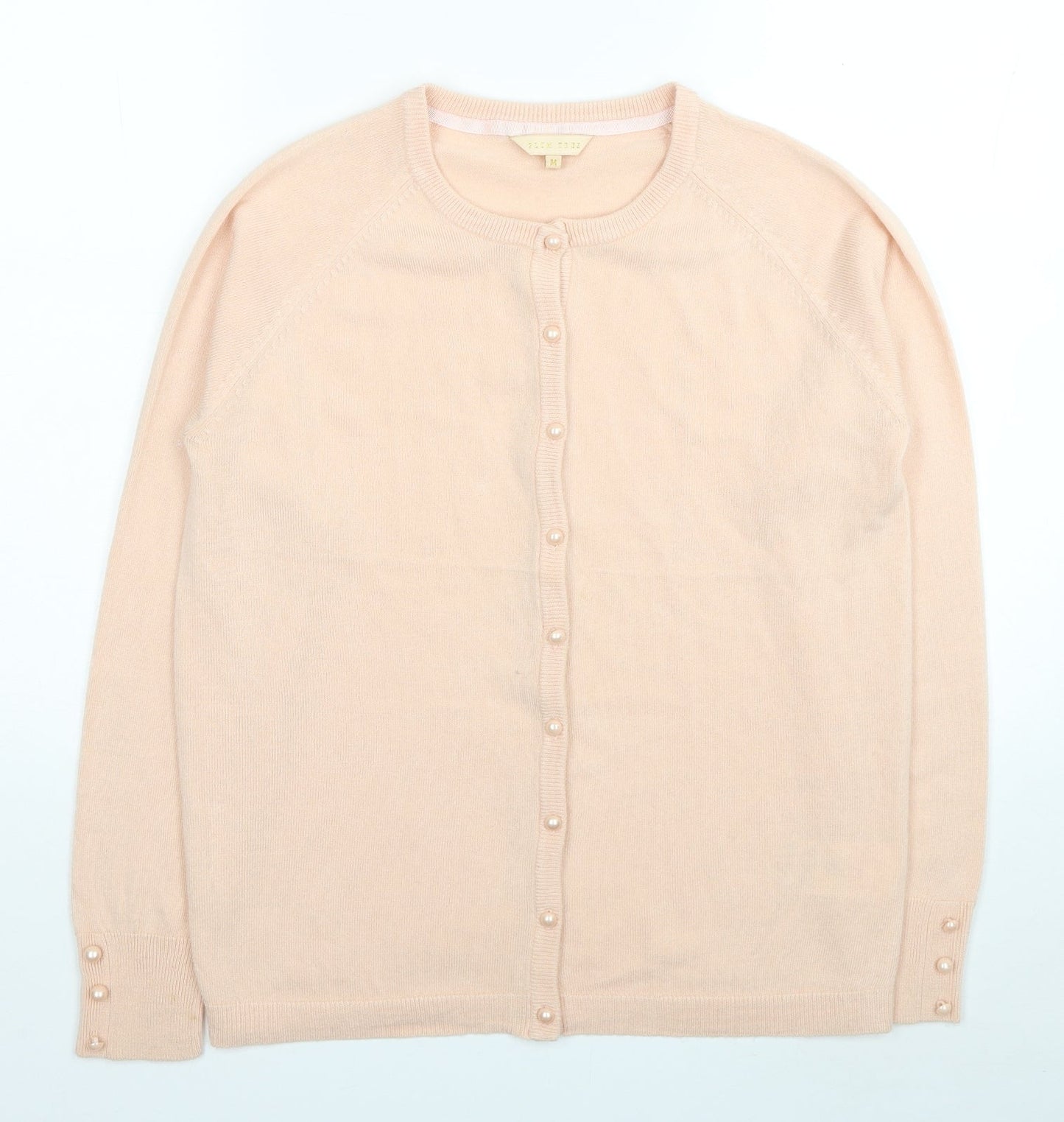 Plum Tree Womens Pink Round Neck Acrylic Cardigan Jumper Size M