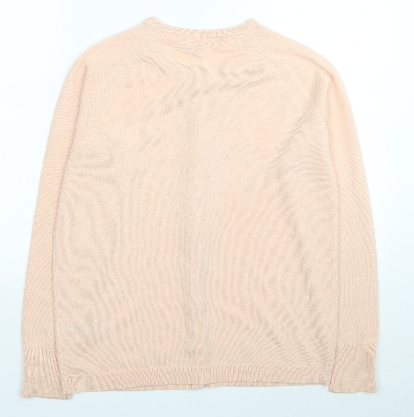 Plum Tree Womens Pink Round Neck Acrylic Cardigan Jumper Size M