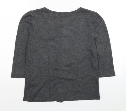 H&M Womens Grey Round Neck Polyester Cardigan Jumper Size M