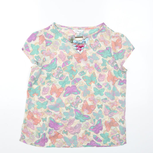 Wardrobe Womens Multicoloured Geometric Polyester Basic Blouse Size 12 Round Neck - Butterflies
