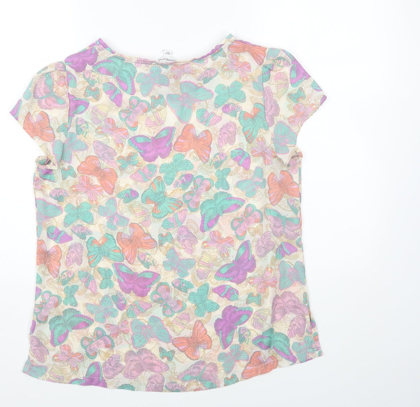 Wardrobe Womens Multicoloured Geometric Polyester Basic Blouse Size 12 Round Neck - Butterflies