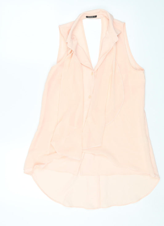Roman Womens Pink Polyester Basic Blouse Size 10 Collared