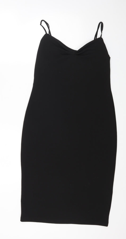 Zara Womens Black Polyester Bodycon Size S Sweetheart Pullover