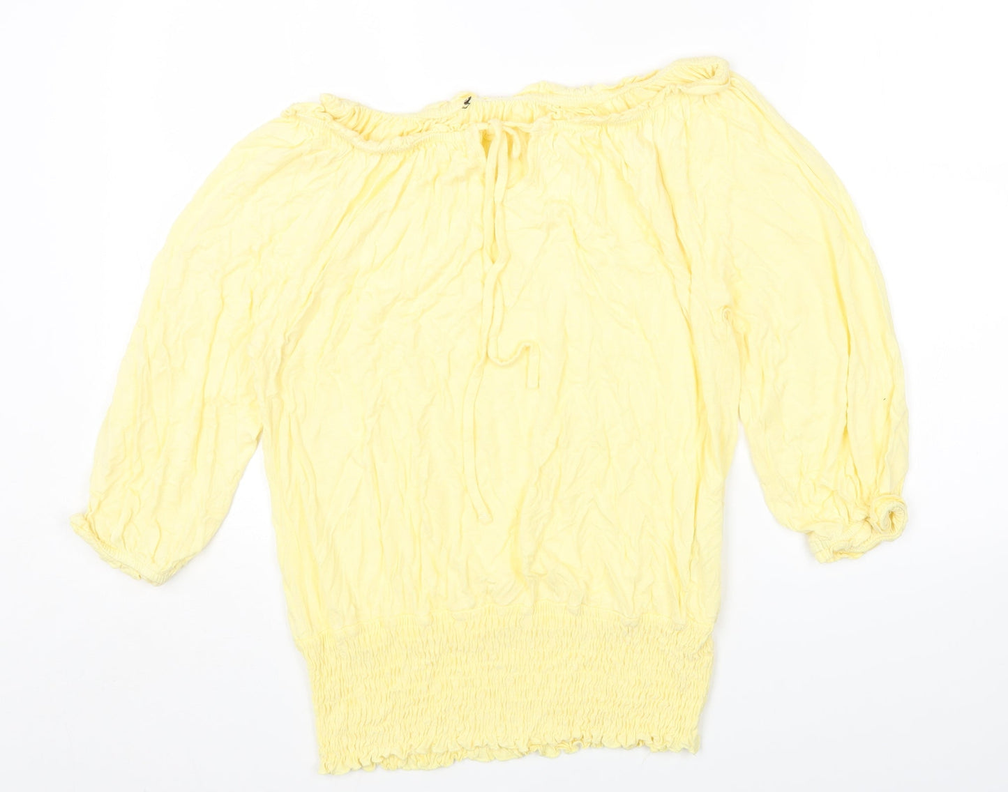 LASCANA Womens Yellow Viscose Jersey T-Shirt Size 14 Off the Shoulder