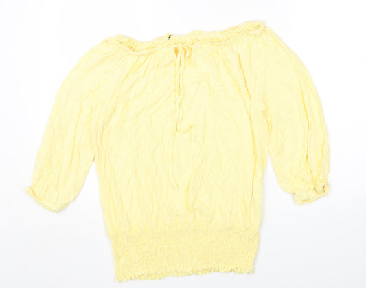 LASCANA Womens Yellow Viscose Jersey T-Shirt Size 14 Off the Shoulder