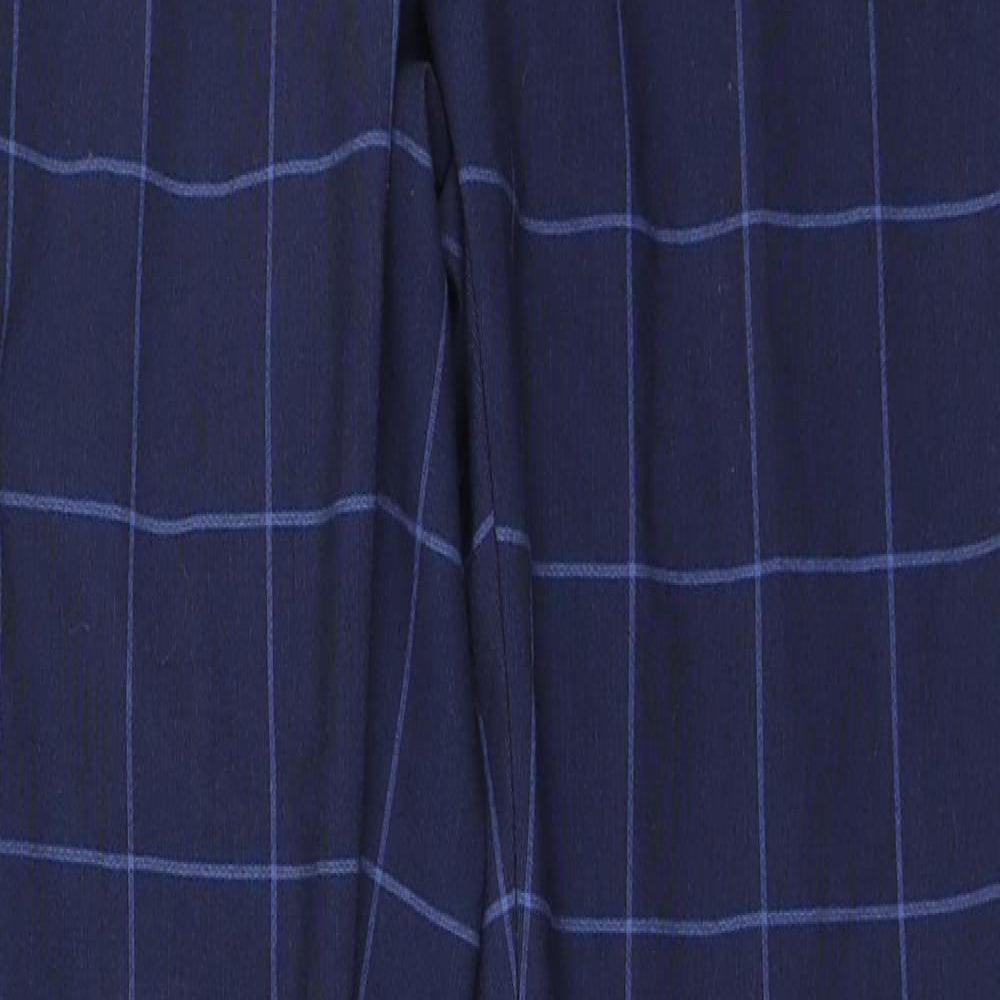 Boohoo Mens Blue Check Polyester Trousers Size 28 in L29 in Slim Zip