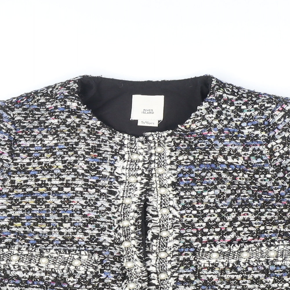 River Island Girls Multicoloured Geometric Jacket Blazer Size 5-6 Years