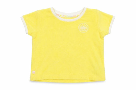 Primark Baby Yellow Cotton Basic T-Shirt Size 12-18 Months Round Neck Pullover - Smile