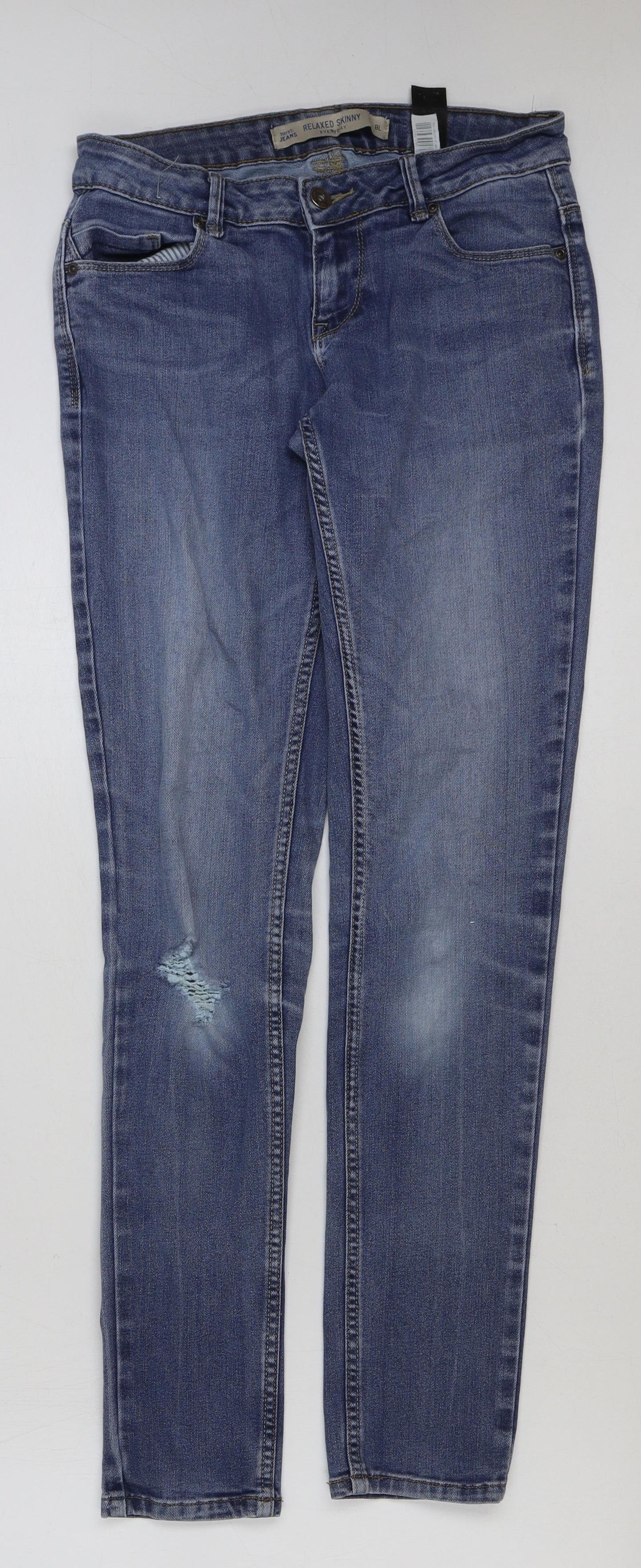 Marks and Spencer Womens Blue Cotton Skinny Jeans Size 8 L31 in Regular Button