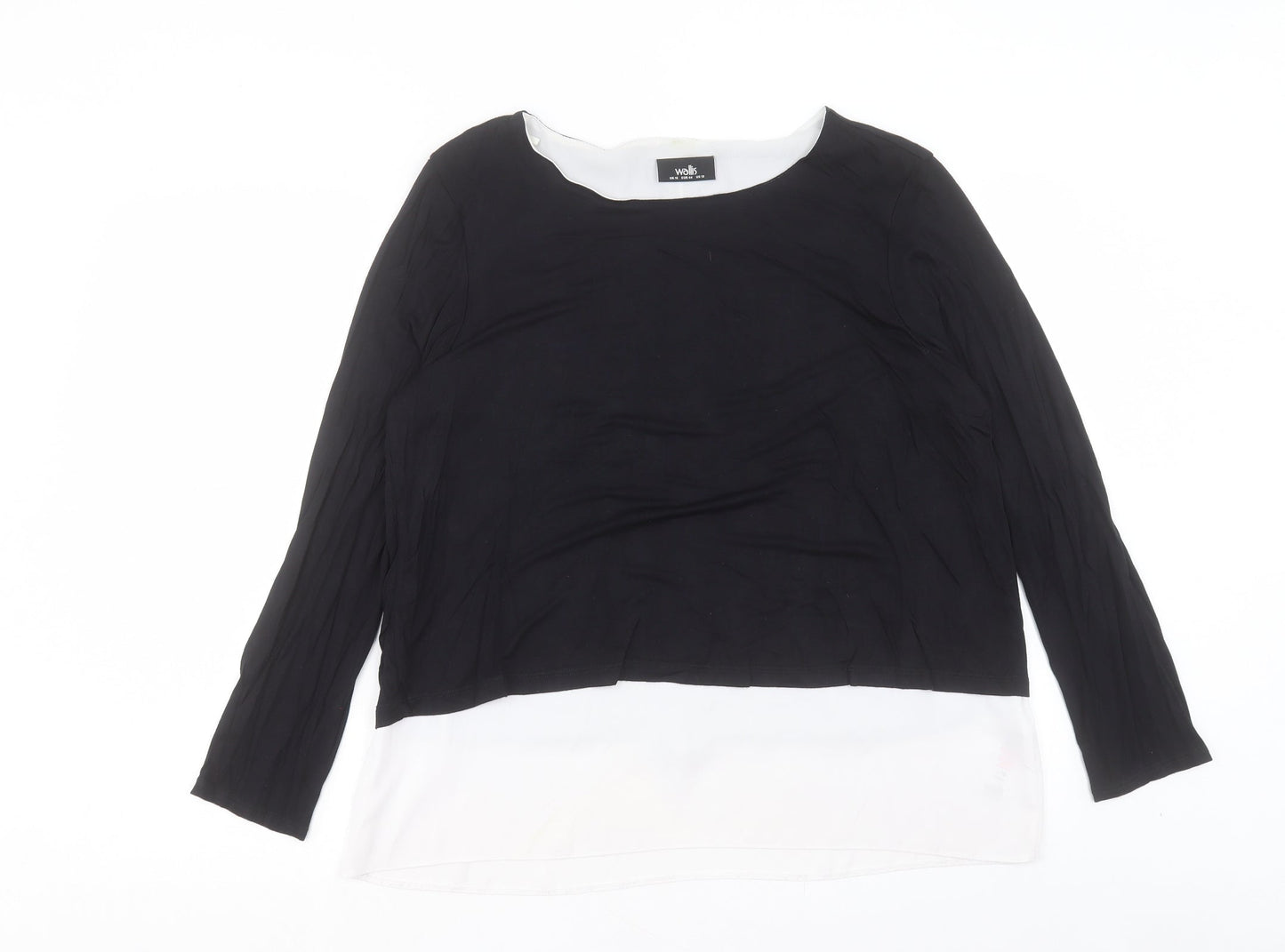 Wallis Womens Black Viscose Basic T-Shirt Size 16 Boat Neck