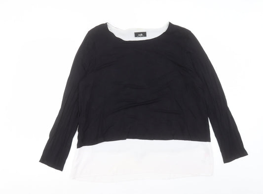 Wallis Womens Black Viscose Basic T-Shirt Size 16 Boat Neck