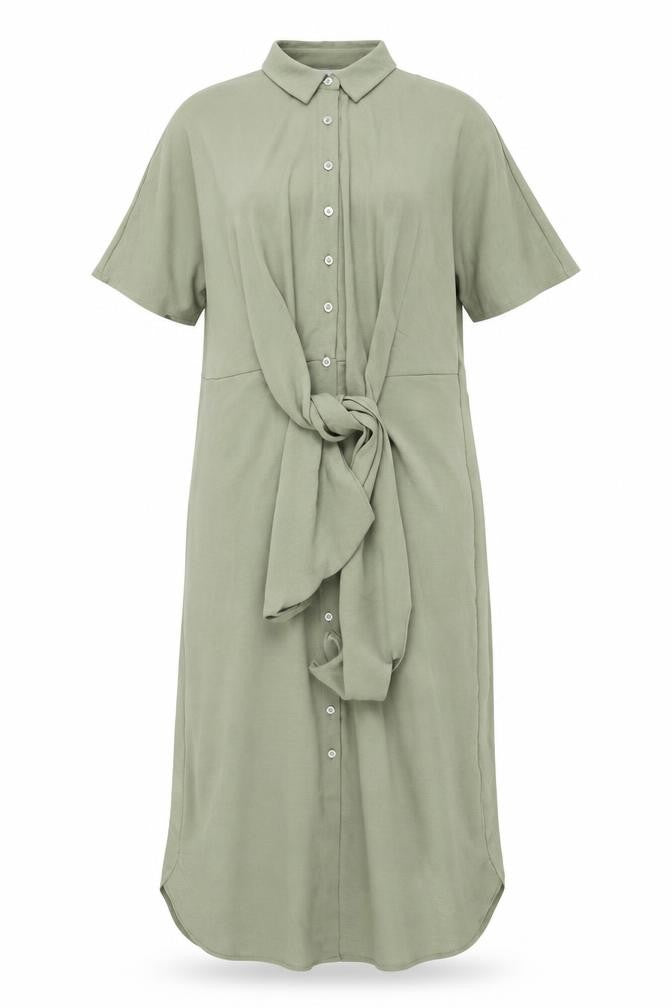 Marks & Spencer Womens Green Polyester Shirt Dress Size 6 Collared Button