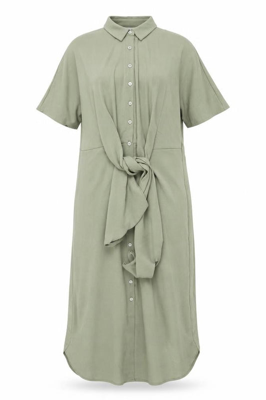 Marks & Spencer Womens Green Polyester Shirt Dress Size 6 Collared Button