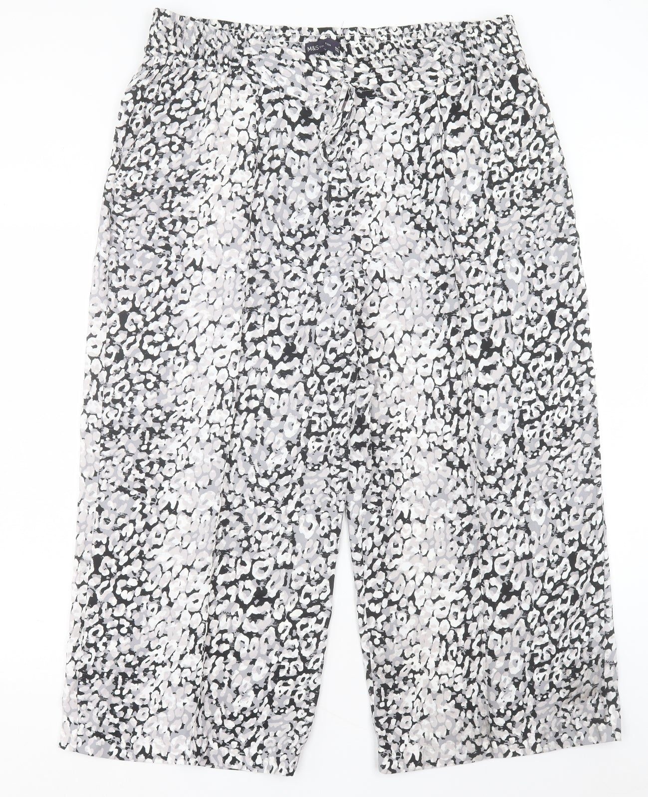 Marks and Spencer Womens Grey Geometric Polyester Trousers Size 20 L24 in Regular Snap