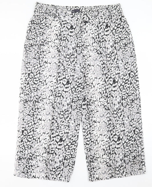 Marks and Spencer Womens Grey Geometric Polyester Trousers Size 20 L24 in Regular Snap
