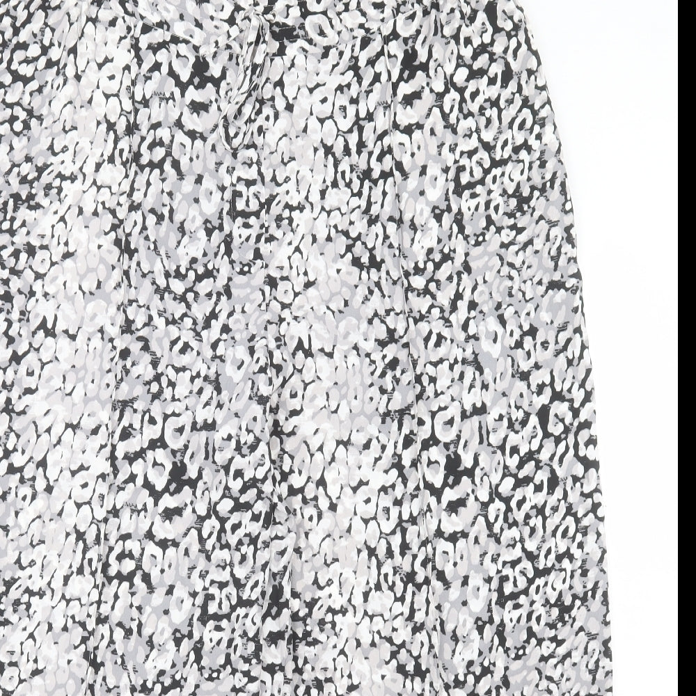 Marks and Spencer Womens Grey Geometric Polyester Trousers Size 20 L24 in Regular Snap