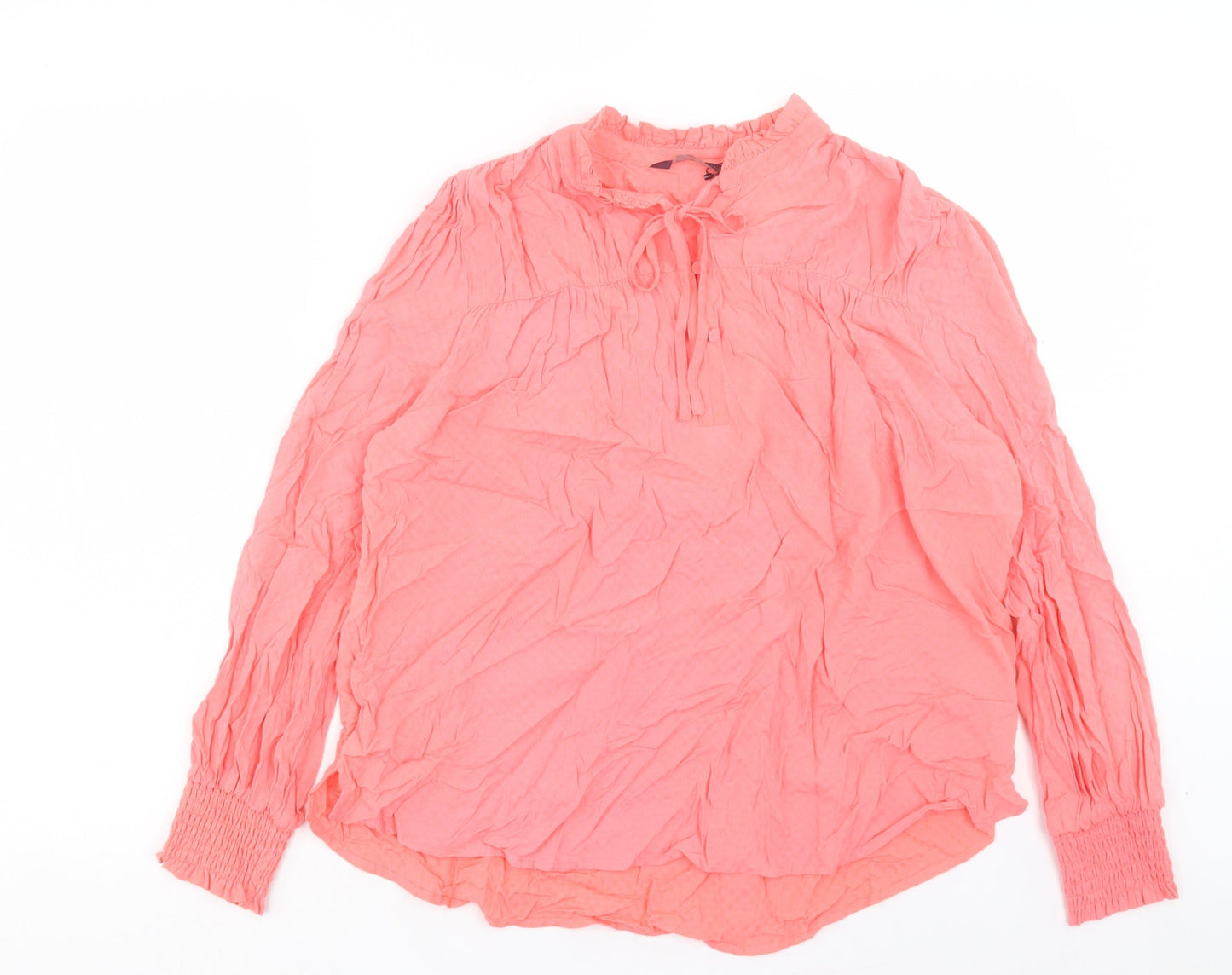 Marks and Spencer Womens Pink Viscose Basic T-Shirt Size 10 V-Neck