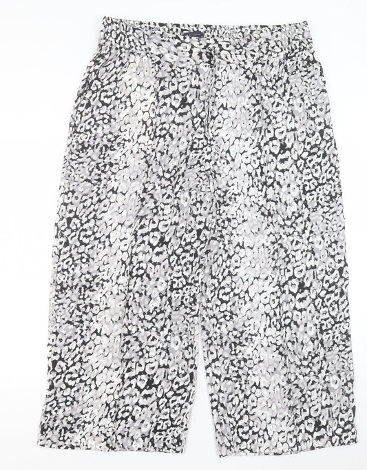 Marks and Spencer Womens Grey Geometric Polyester Trousers Size 20 L24 in Regular Drawstring