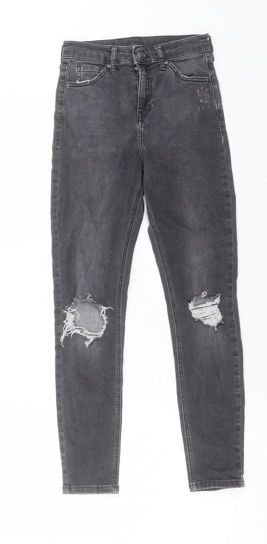 Topshop Womens Grey Cotton Skinny Jeans Size 26 in L30 in Regular Button