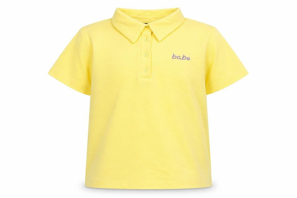 Select Girls Yellow Cotton Basic Polo Size 14 Years Collared Button - Babe