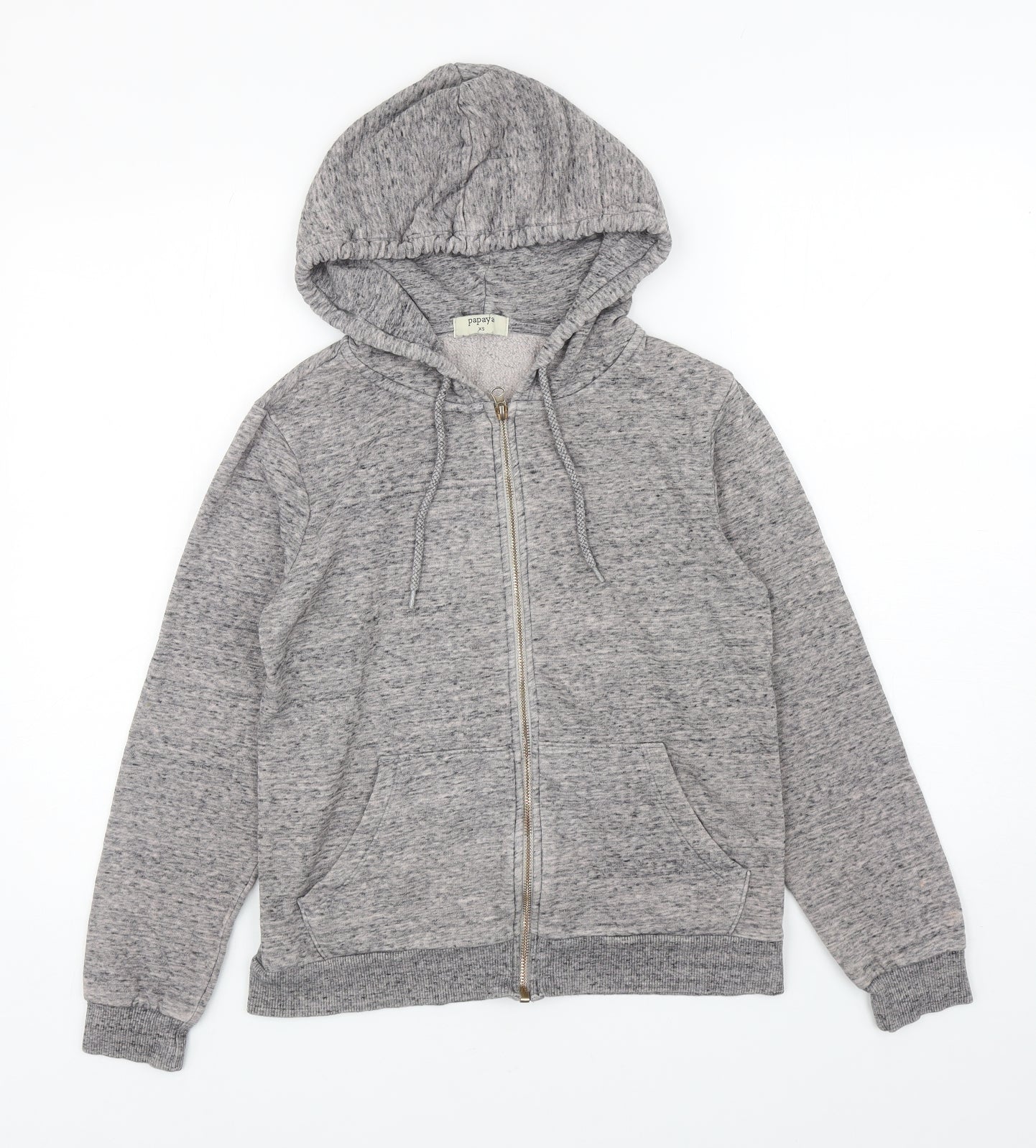 Papaya Womens Grey Cotton Full Zip Hoodie Size XS Zip