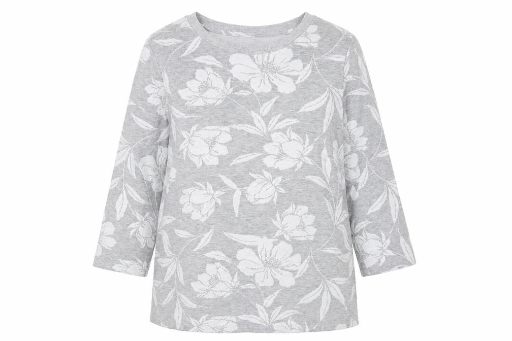 TU Womens Grey Boat Neck Floral Polyester Pullover Jumper Size 14