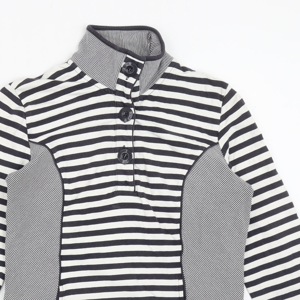 Per Una Womens Blue Striped Cotton Henley Sweatshirt Size S Button