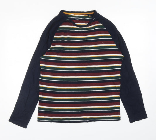 Marks and Spencer Womens Multicoloured Striped Cotton Ringer T-Shirt Size S Round Neck