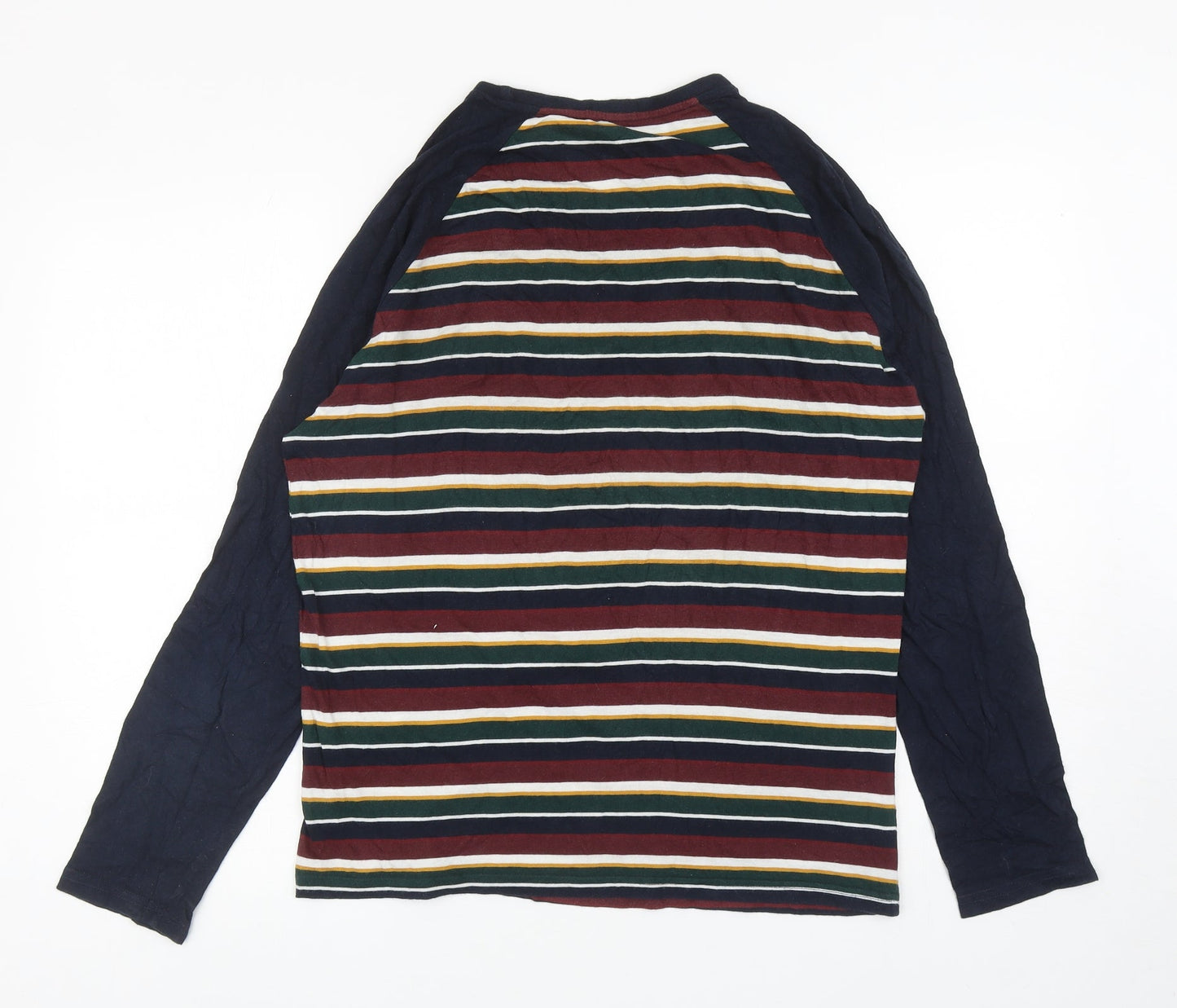 Marks and Spencer Womens Multicoloured Striped Cotton Ringer T-Shirt Size S Round Neck