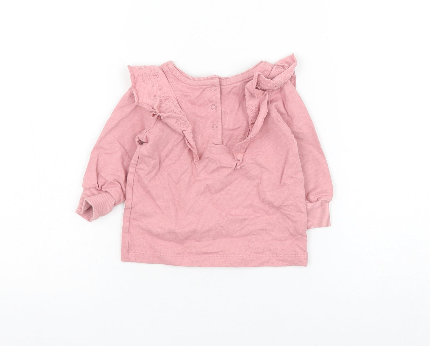NEXT Girls Pink Cotton Pullover Jumper Size 3-6 Months Button