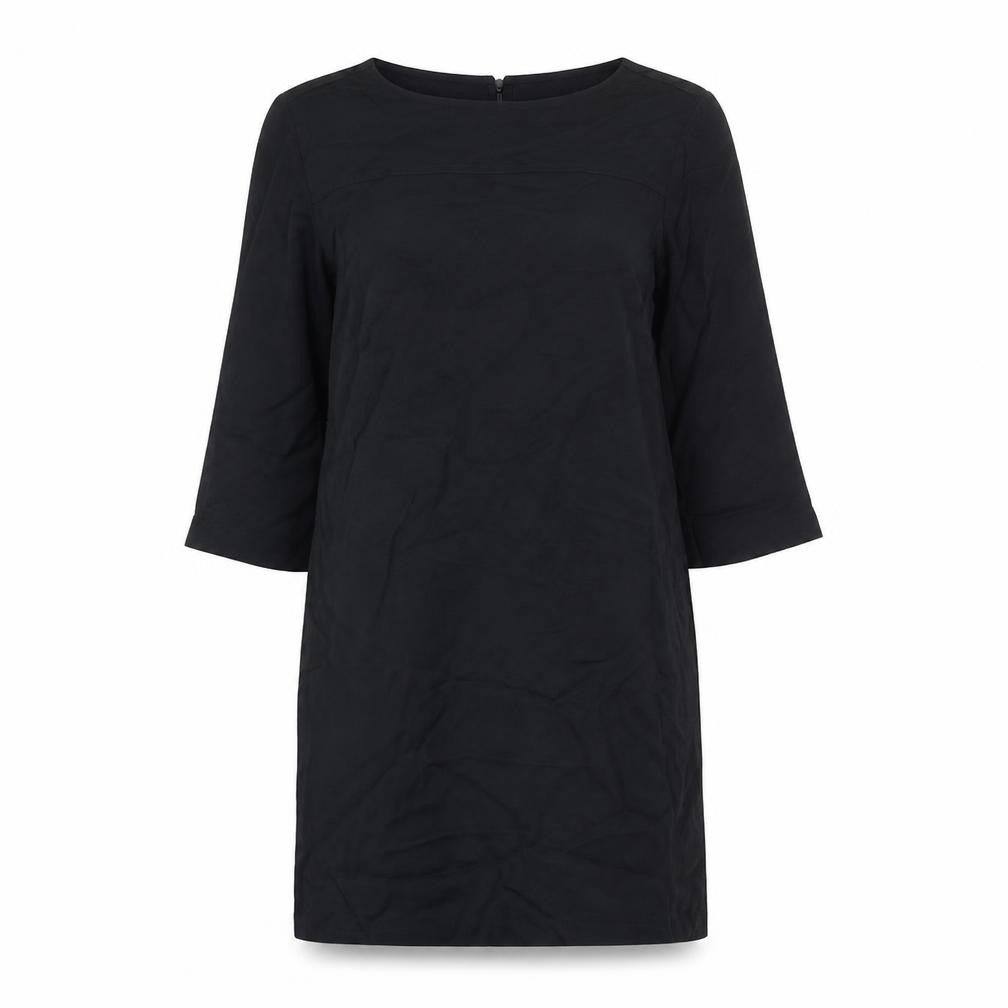 Marks and Spencer Womens Black Viscose Shift Size 10 Round Neck Button