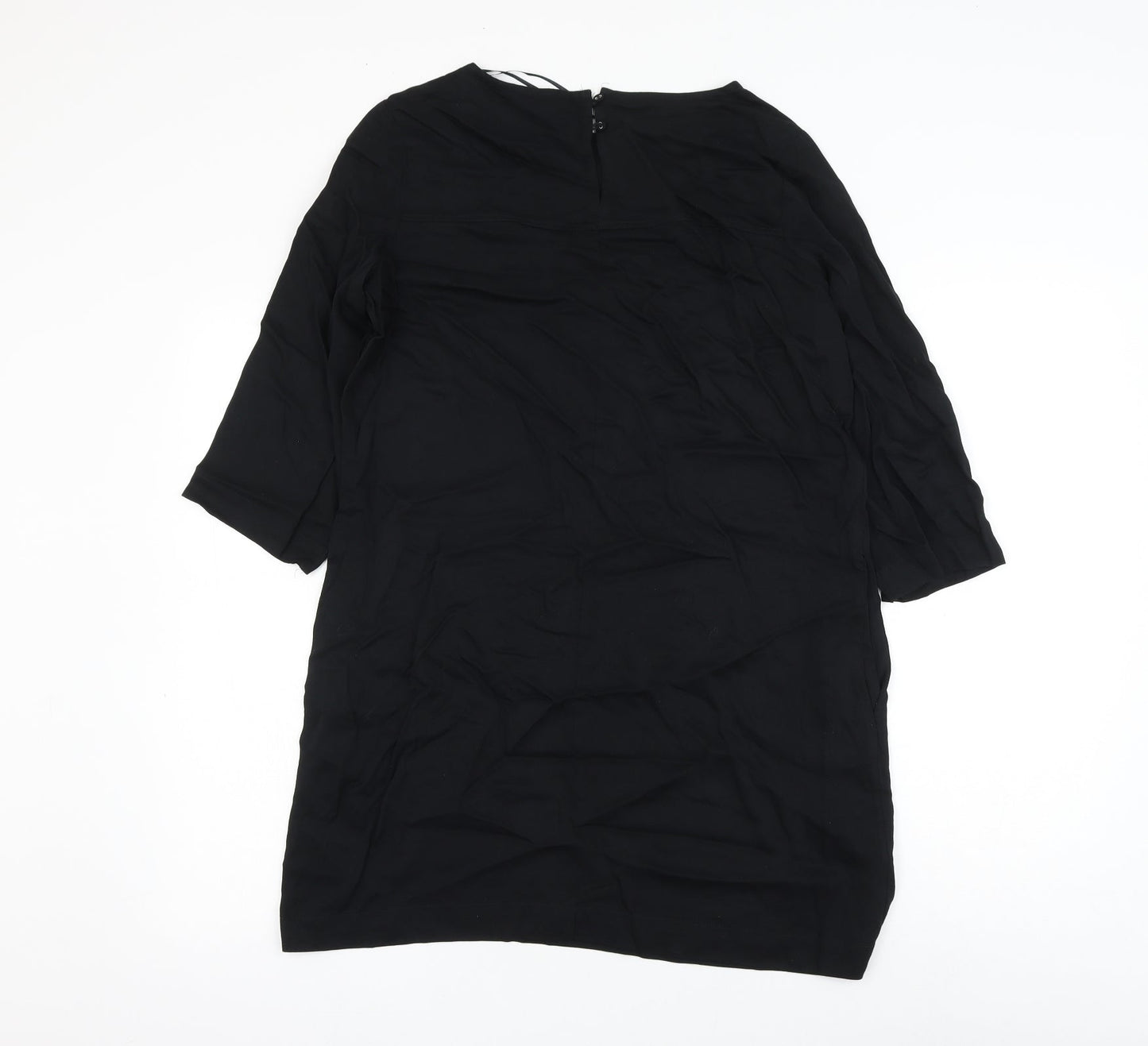 Marks and Spencer Womens Black Viscose Shift Size 10 Round Neck Button