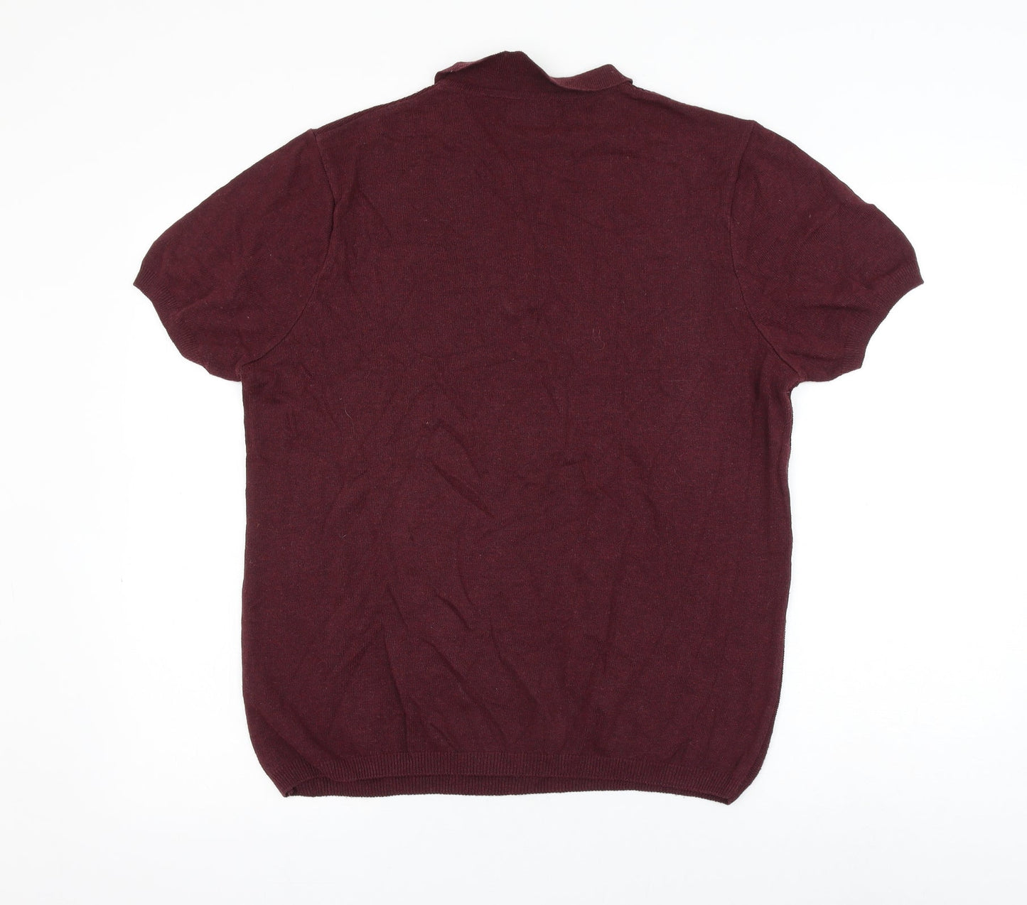 George Mens Red Cotton Polo Size M Collared Button
